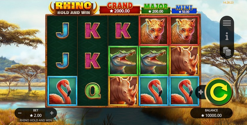 Rhino Hold and Win slot screen 1