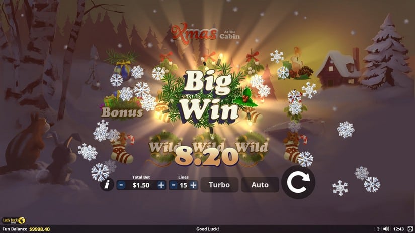 Xmas at the Cabin slot screen 2