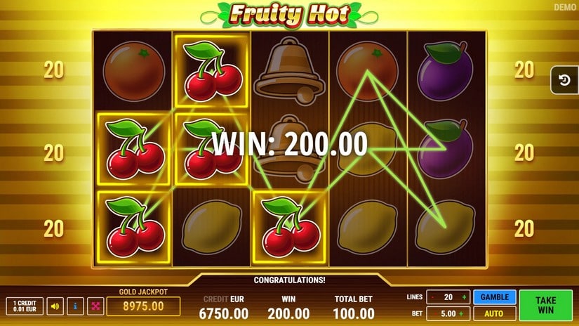 Fruity Hot slot screen 3