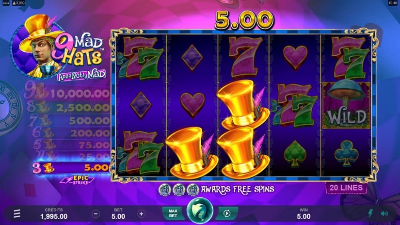 9 Mad Hats slot screen 2