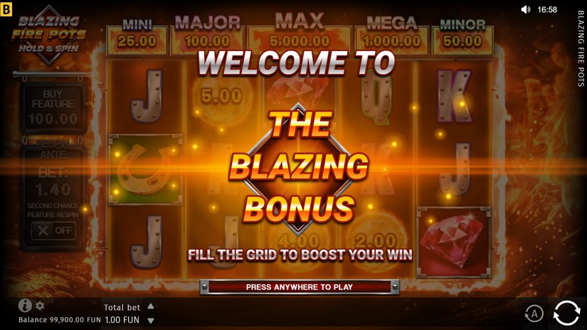 Blazing Fire Pots Hold & Spin slot screen 3