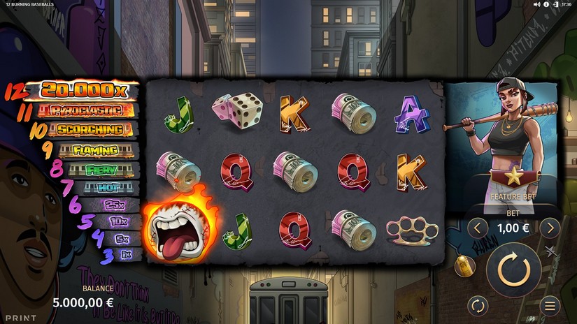 12 Burning Baseballs slot screen 1