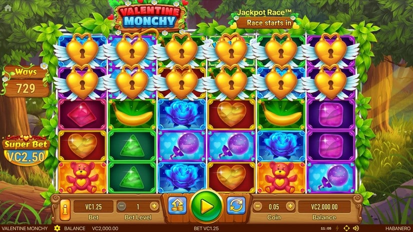 Valentine Monchy slot screen 1