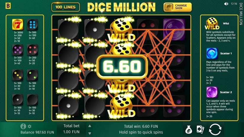 Dice Million slot screen 3