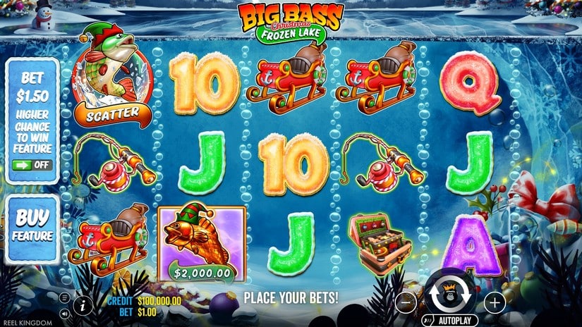 Big Bass Christmas Frozen Lake slot screen 2