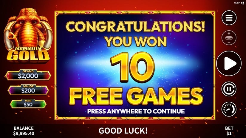 Mammoth Gold slot screen 2