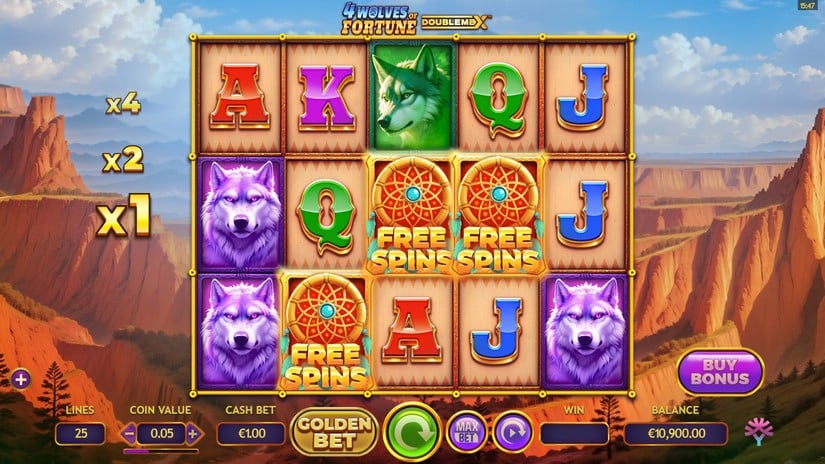 4 Wolves of Fortune DoubleMax slot screen 2
