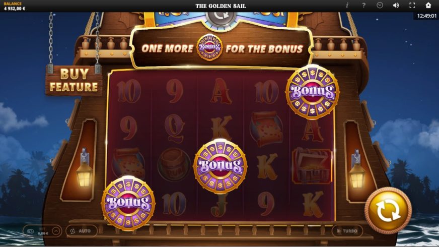 The Golden Sail slot screen 2