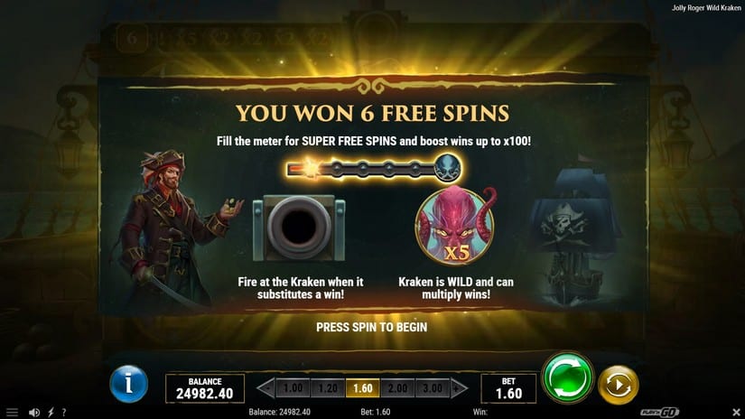 Jolly Roger Wild Kraken slot screen 4