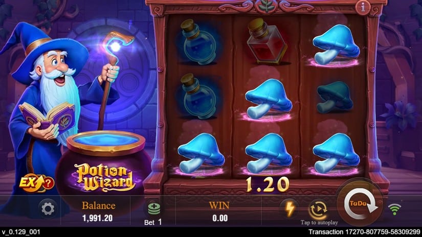 Potion Wizard slot screen 3