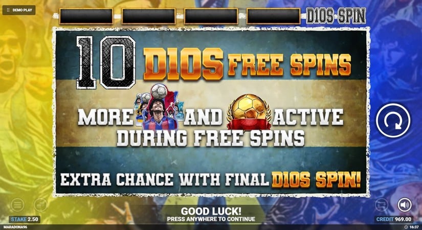 D10S Maradona slot screen 5