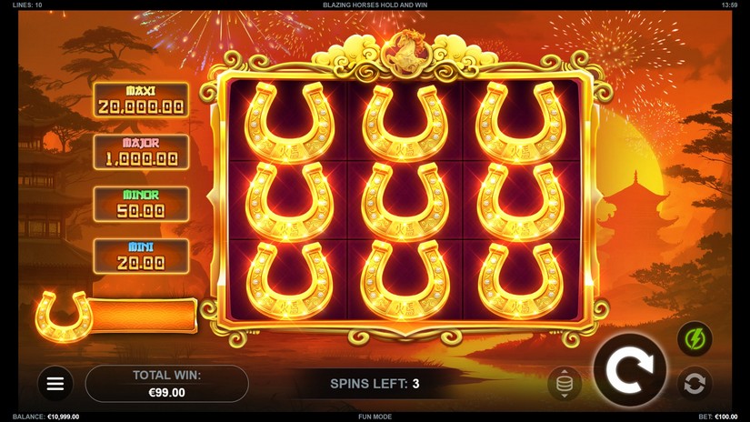 Blazing Horses Hold and Win slot screen 5