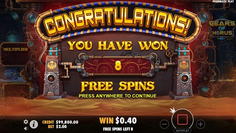 Gears of Horus slot screen 3