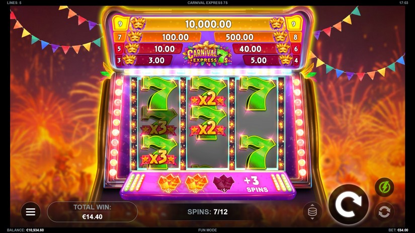 Carnival Express 7s slot screen 5