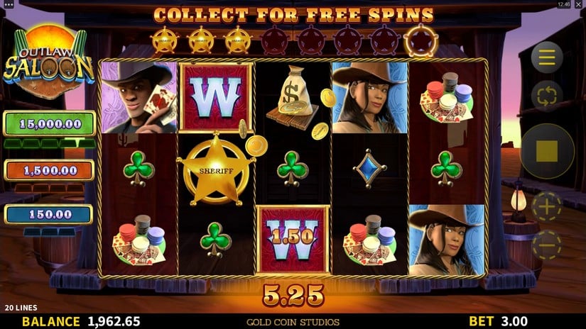 Outlaw Saloon slot screen 3