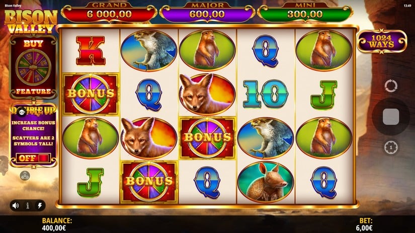 Bison Valley slot screen 2