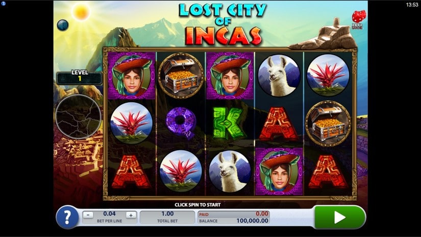 Lost City of Incas slot screen 1