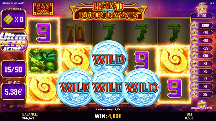 Legend of the Four Beasts slot screen 3