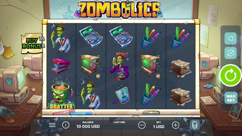 Zombolics slot screen 1