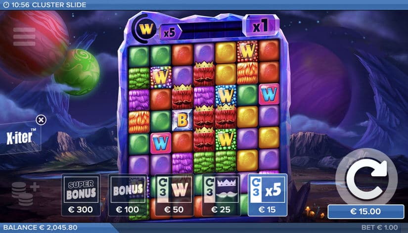 Cluster Slide slot screen 17