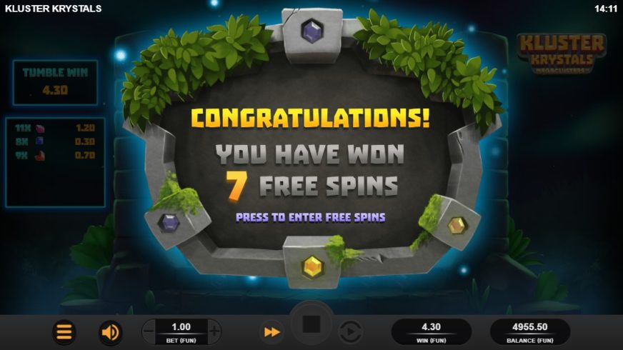 Kluster Krystals Megaclusters slot screen 2