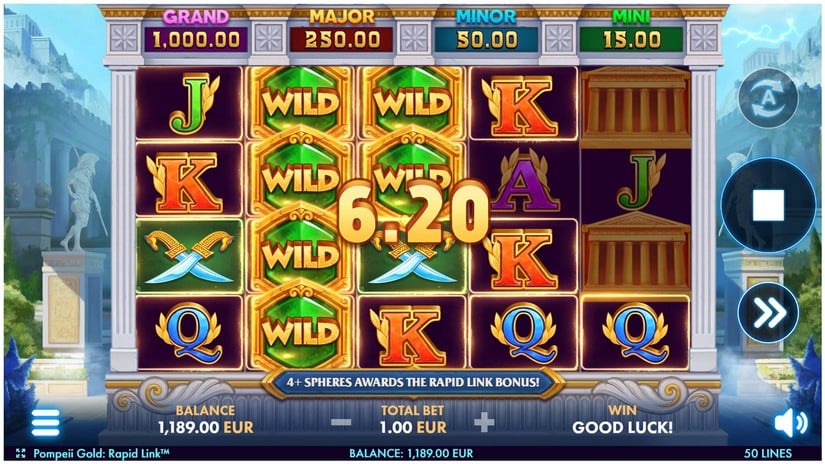 Pompeii Gold: Rapid Link slot screen 4