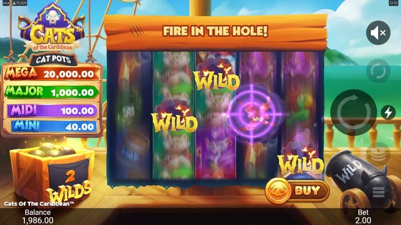 Cats of the Caribbean slot screen 1