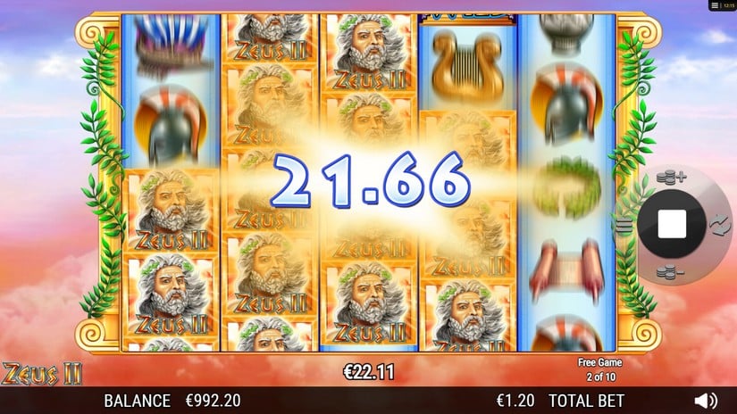 Zeus II slot screen 4