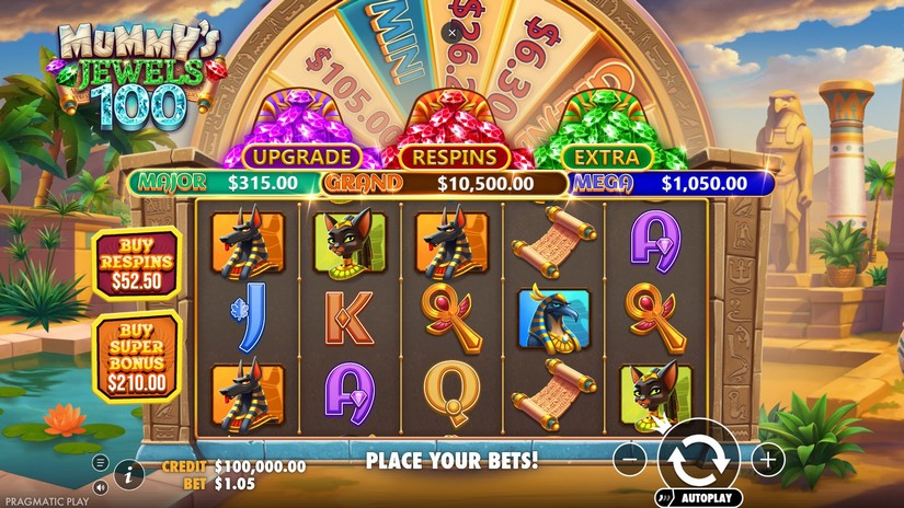 Mummy’s Jewels 100 slot screen 1