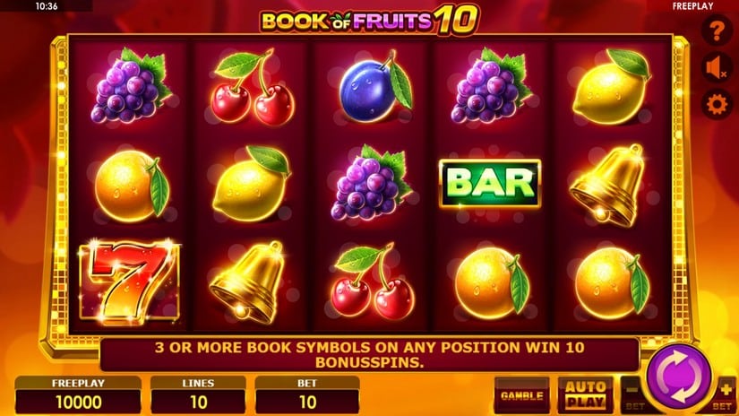 Book of Fruits 10 slot screen 1