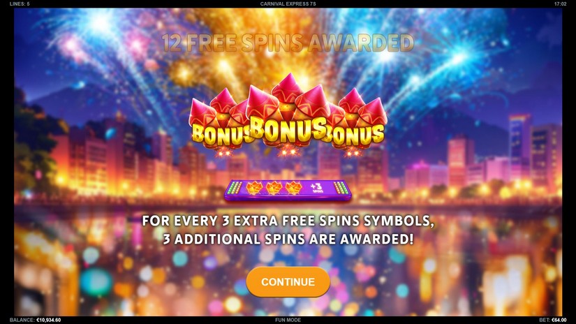 Carnival Express 7s slot screen 2