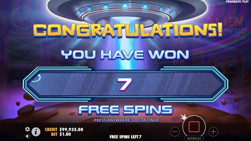 Alien Invaders slot screen 3