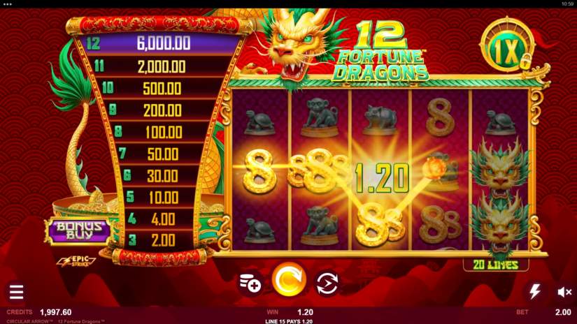12 Fortune Dragons slot screen 2