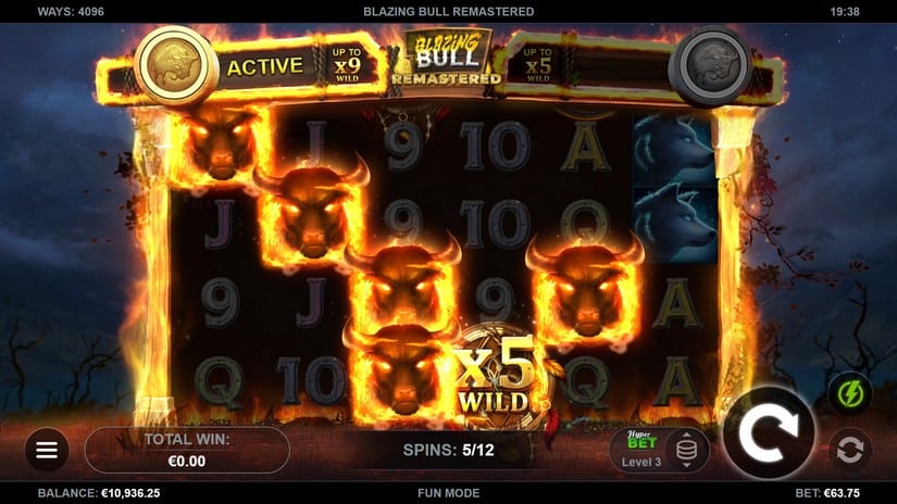 Blazing Bull Remastered slot screen 3