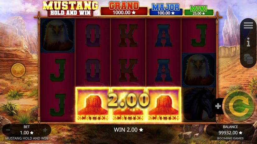 Mustang Hold and Win slot screen 2