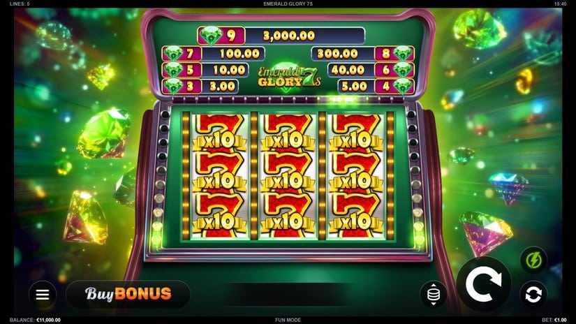 Emerald Glory 7s slot screen 1