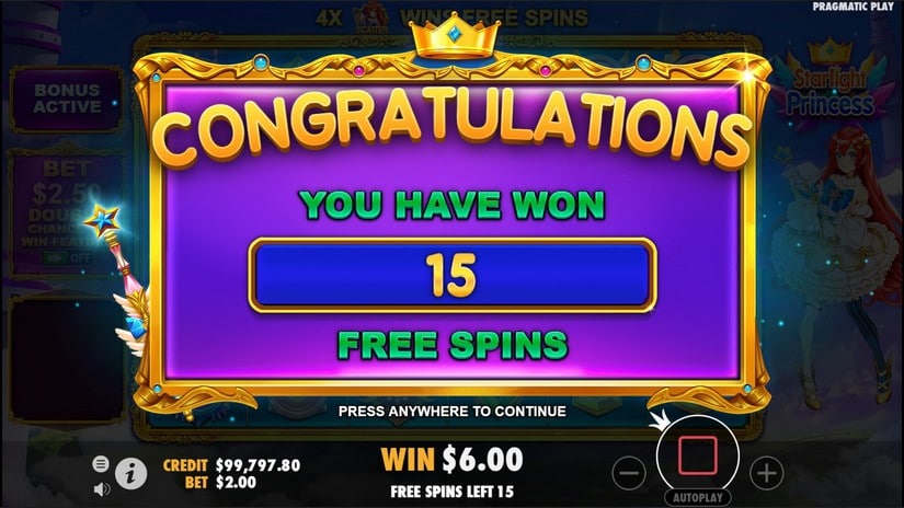 Starlight Princess slot screen 4