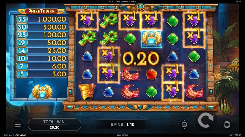 Horus Fire PrizeTower slot screen 4