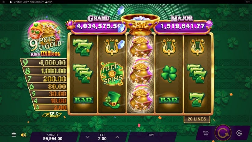 9 Pots of Gold King Millions slot screen 3