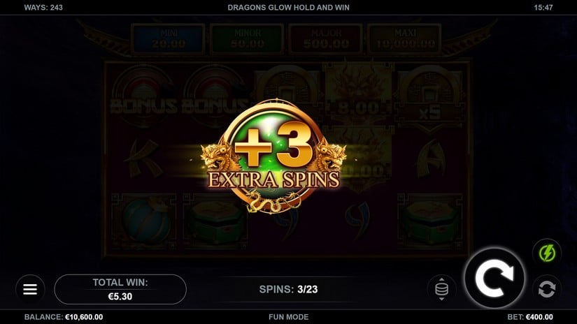 Dragons Glow Hold and Win slot screen 3