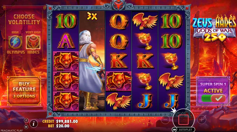 Zeus vs Hades Gods of War 250 slot features