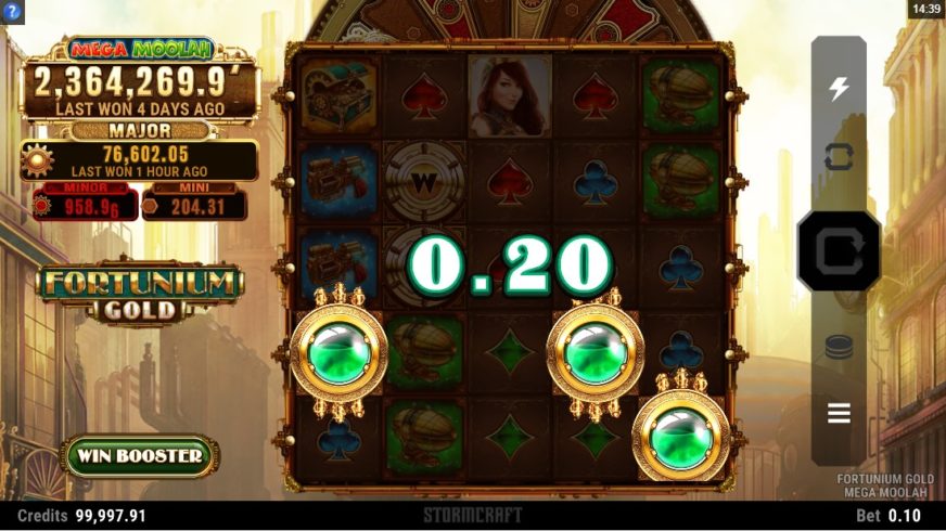 Fortunium Gold Mega Moolah slot screen 3