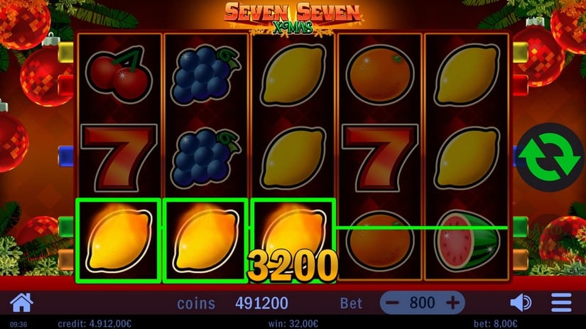 Seven Seven Xmas slot screen 2