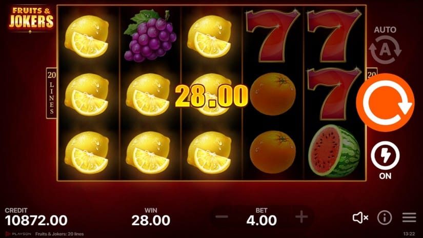 Fruits & Jokers: 20 lines slot screen 3