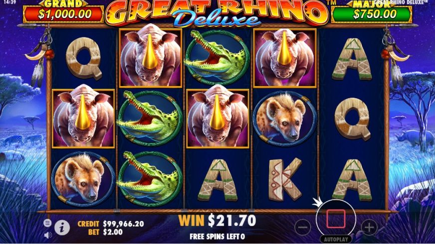 Great Rhino Deluxe slot screen 4