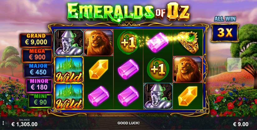 Emeralds of Oz slot screen 2