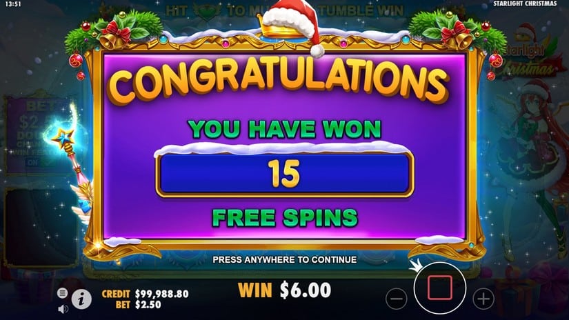 Starlight Christmas slot screen 5