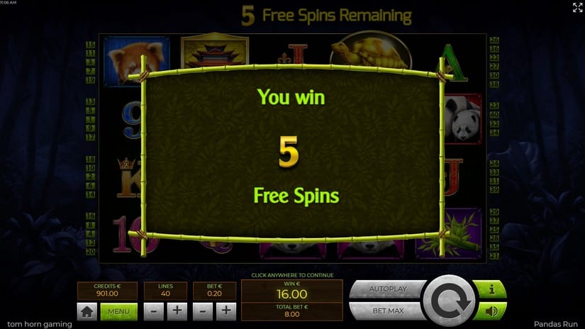 Pandas Run slot screen 2