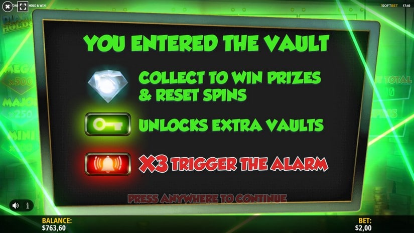 Diamond Heist Hold & Win slot screen 8