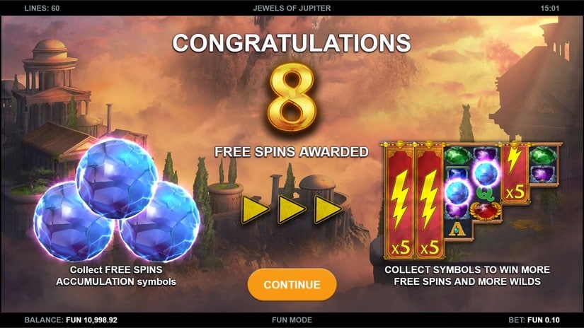Jewels of Jupiter slot screen 4